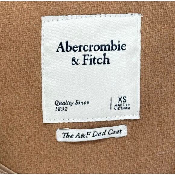 Abercrombie & Fitch Wool Blend Dad Coat Camel Tan Long Size XS Extra Small - Picture 6 of 12